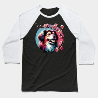 Tibetan Spaniel Revels in Spring's Cherry Blossoms Baseball T-Shirt